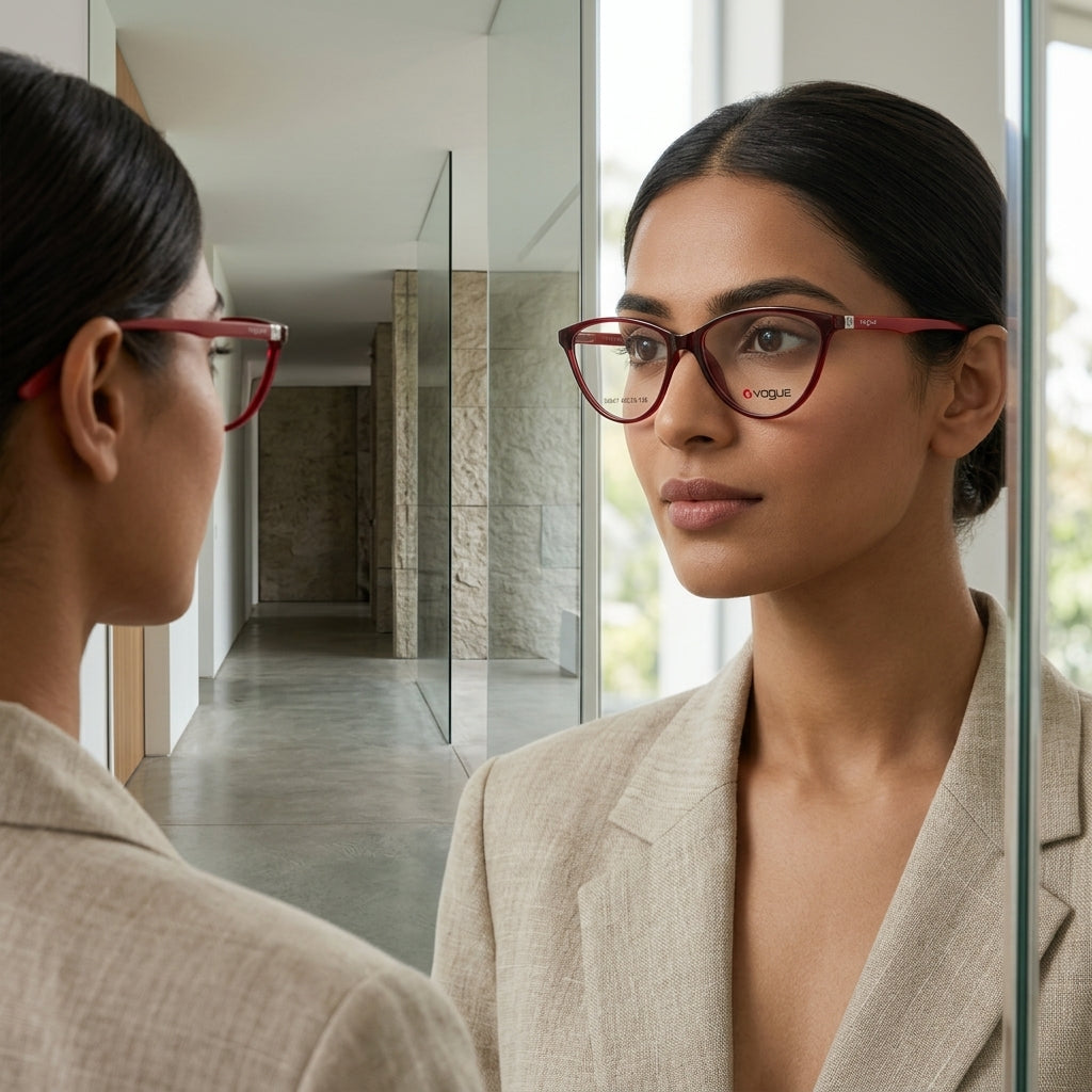 Vogue Women’s Cat Eye Eyeglass Frame – Wine Red | Lightweight Stylish Optical Frame