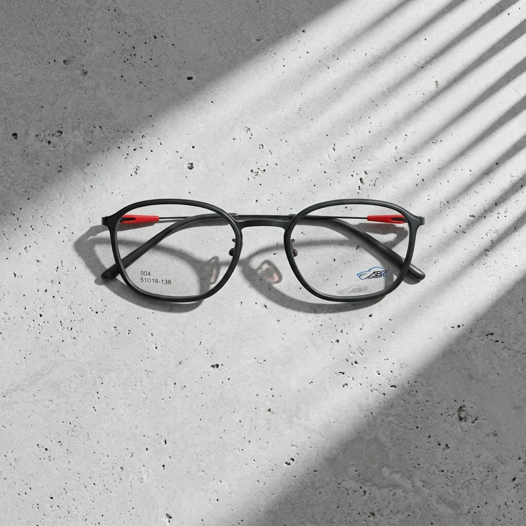 ABC Unisex Full Rim Square Eyeglass Frame – Black | Lightweight Optical Glasses Frame