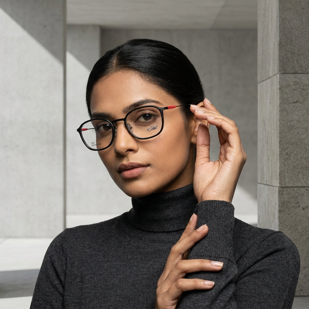 ABC Unisex Full Rim Square Eyeglass Frame – Black | Lightweight Optical Glasses Frame