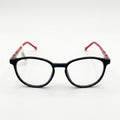 Unisex Narrow Oval Eyeglass Frame – Matte Black & Red | Trendy Retro Optical Glasses