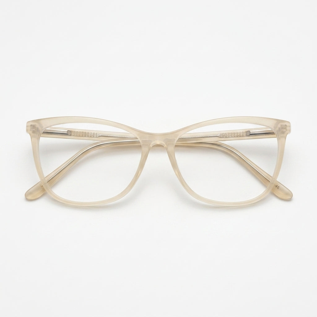 Women’s Transparent Cat Eye Eyeglass Frame – Frost Beige | Lightweight Fashion Optical Glasses