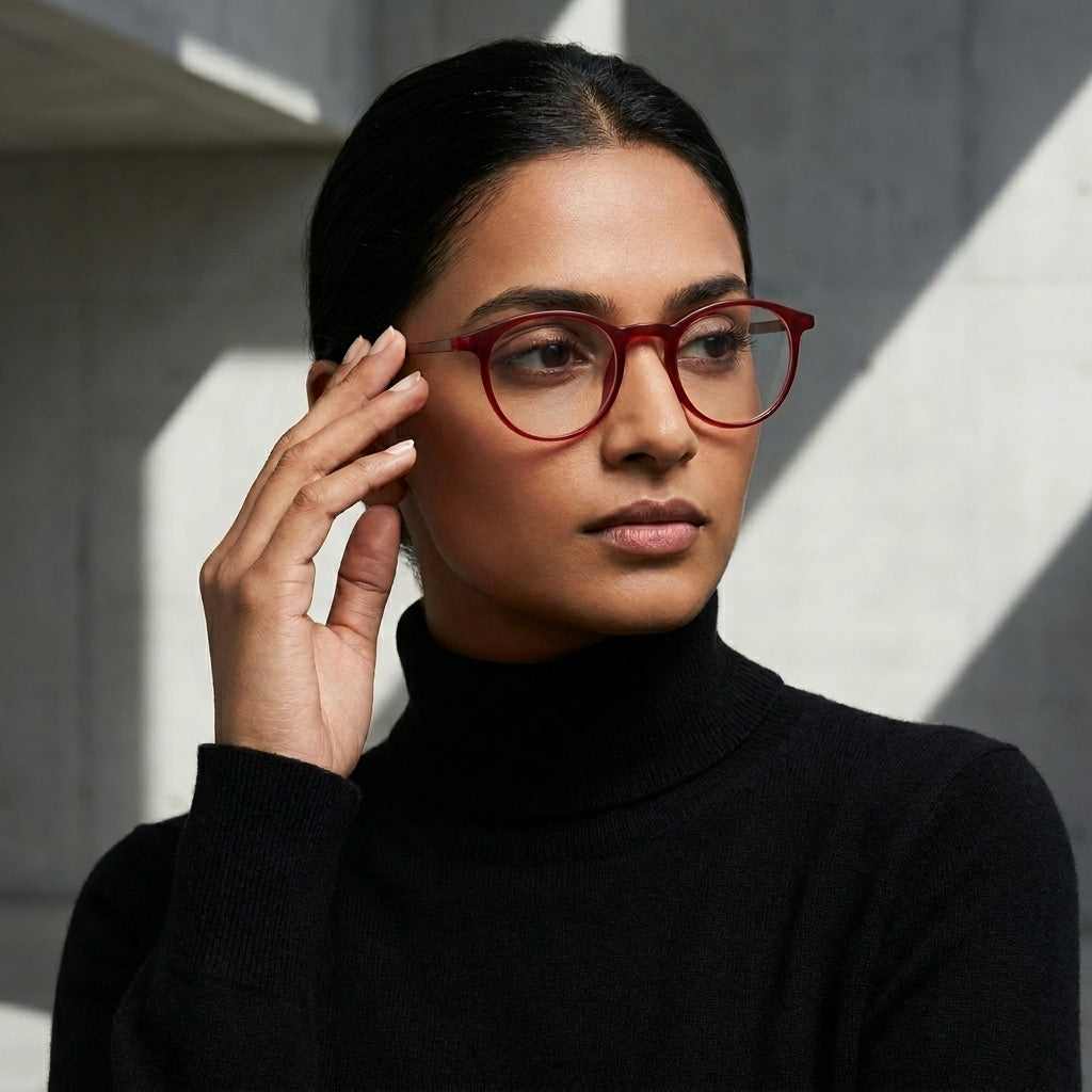 Unisex Round Eyeglass Frame – Transparent Red | Lightweight Stylish Optical Glasses