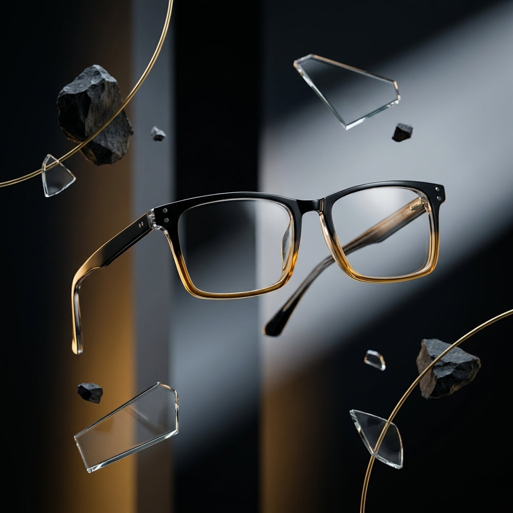 Unisex Rectangle Eyeglass Frame – Black & Amber Gradient | Premium Stylish Optical Glasses