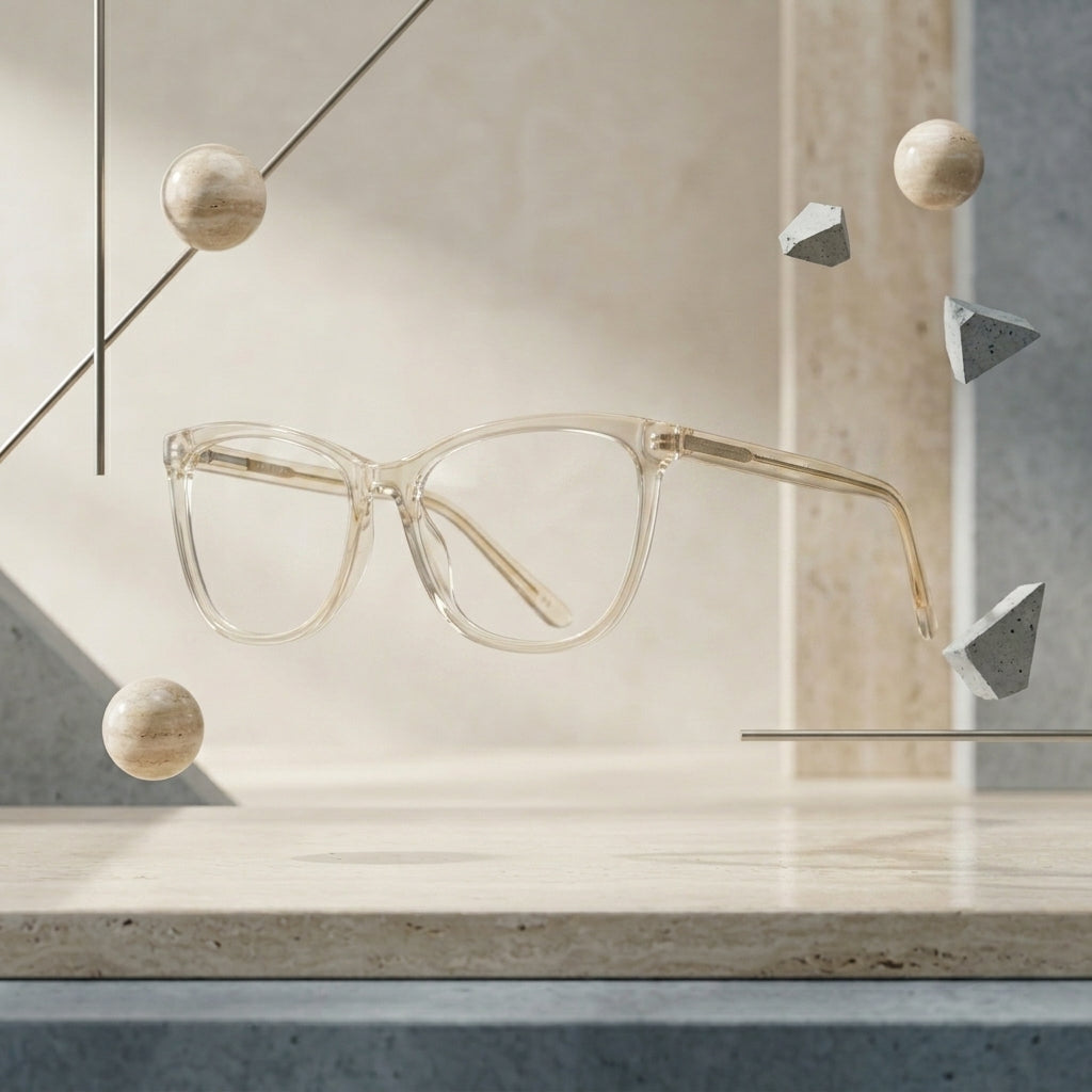 Women’s Transparent Cat Eye Eyeglass Frame – Frost Beige | Lightweight Fashion Optical Glasses