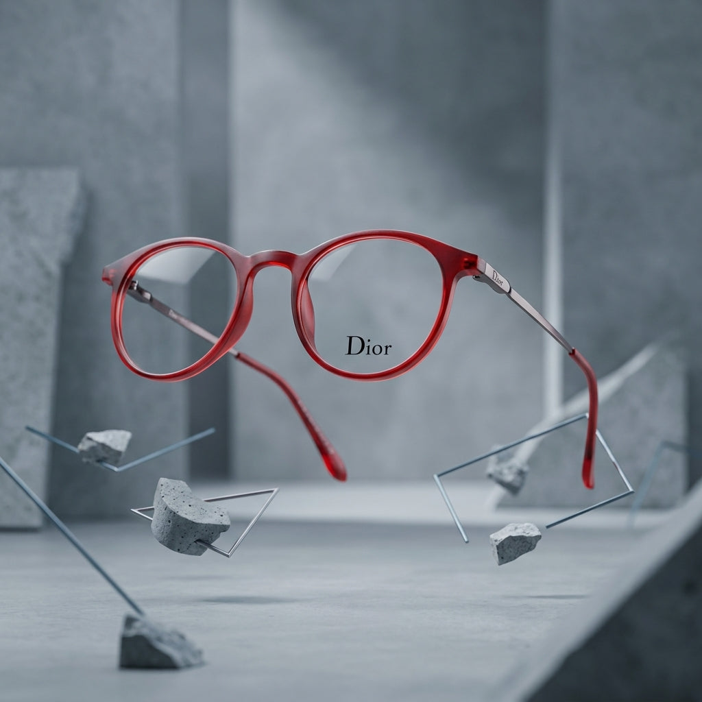 Unisex Round Eyeglass Frame – Transparent Red | Lightweight Stylish Optical Glasses
