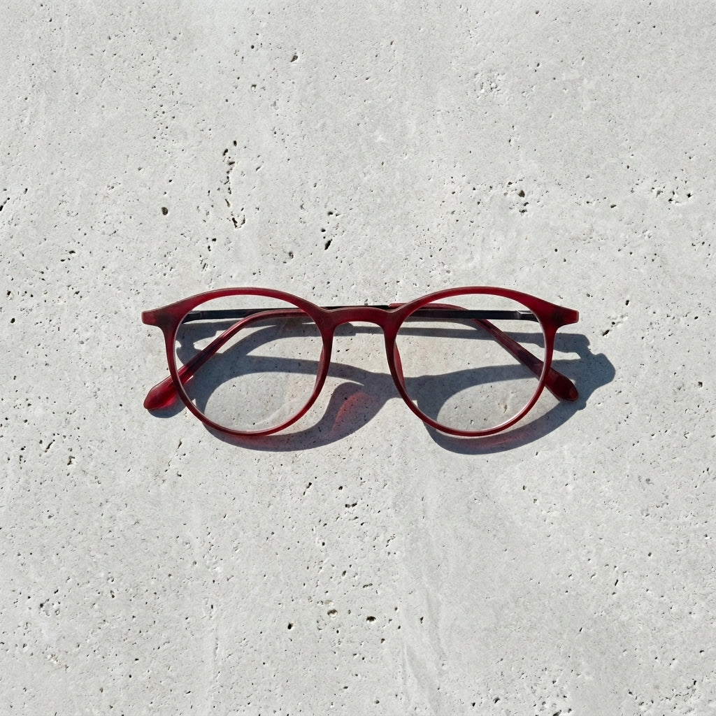 Unisex Round Eyeglass Frame – Transparent Red | Lightweight Stylish Optical Glasses