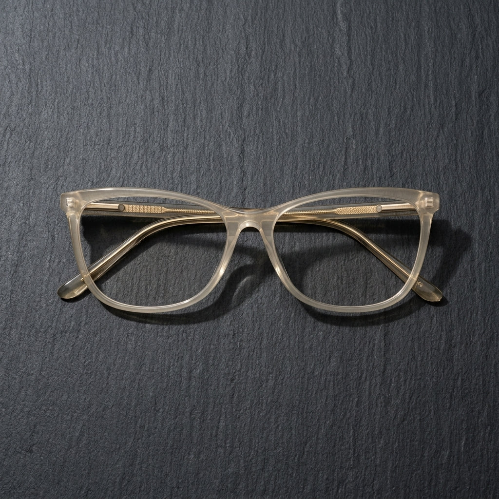 Women’s Transparent Cat Eye Eyeglass Frame – Frost Beige | Lightweight Fashion Optical Glasses